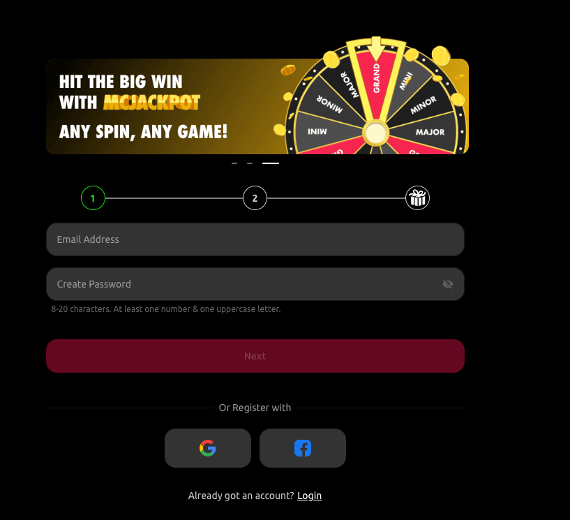 Mcluck Casino registration desktop
